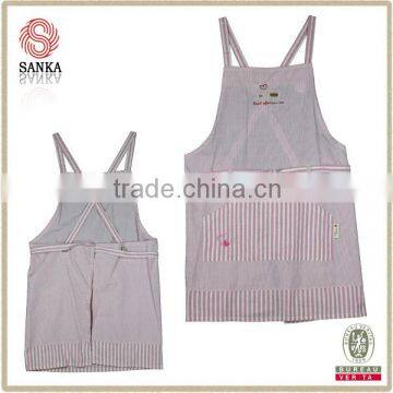 wide stripe cotton fabric apron