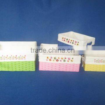 2015wholesale and fashinable S/4 paper rope basket with embroidered liner for storaging or decorative