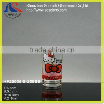 glass cup with hello kitty printing