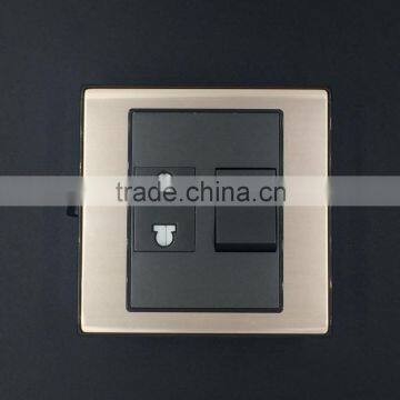 New style two pin socket with switch with aluminum frame