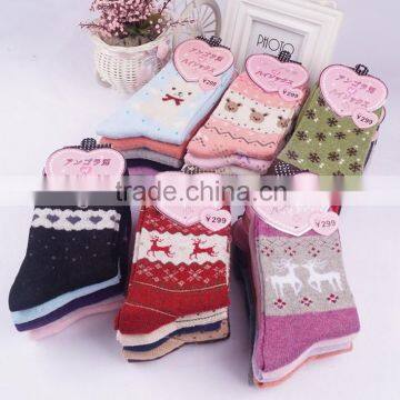 5 Pairs Women's Rabbit Wool Christmas Deer Winter Warm Socks