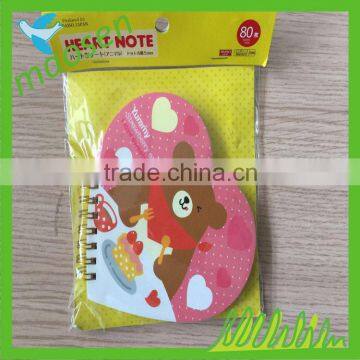 shiny thermo pu notebook with pen heart shaped notebook