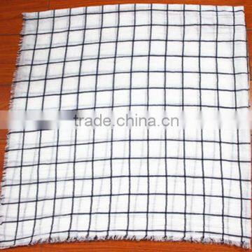 Fashionable voile plaid printed square scarf checked scarf fancy yarn for knitting scarf