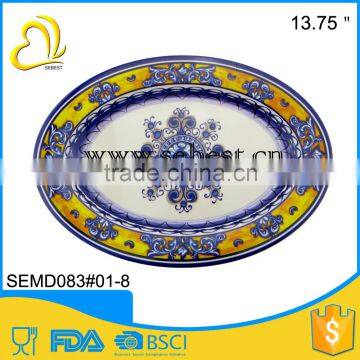 wholesale high quality 13.75" retro style melamine serving oval serving plate