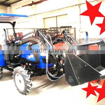 35HP 4wd mini farm tractor with front loader and backhoe,4cylinders,8F+2R shift,with Cabin,heater,fan,fork,blade