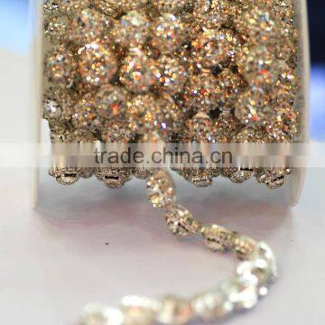 China Strass Cupchain with Crystal, Cupchain Manufacturer, Crystal Rhinestone Chain trim, Rhinestone Cupchain for Garment