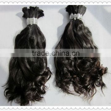 doulbe drawn 100% loose human hair bulk extension made in china