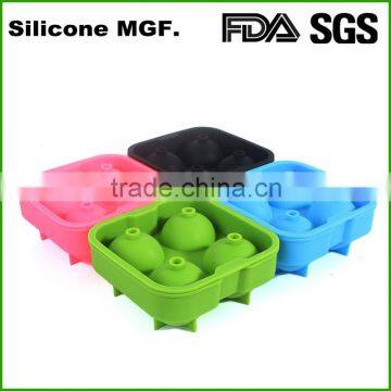 4 Colors For Choose Ball Tray Brick Round Mold Sphere Bar Party Mould Silicon Whiskey Ice Cube Maker