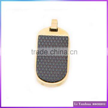 Black Jewelry Necklaces Wholesale Rectangle Stainless Steel Gold Plated Pendants