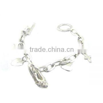 High-heeled shoes sterling silver bracelet