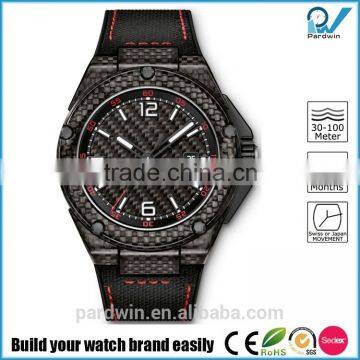 Minimalist style full stainless steel case sapphire crystal carbon fiber watch carbon dial carbon fiber strap