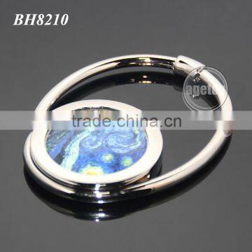 Round Shaped Starry Night Painting Portable Folding Alloy Purse Handbag Hook Metal Swivel Handbag Holder Shopping Bag Hanger photo-6