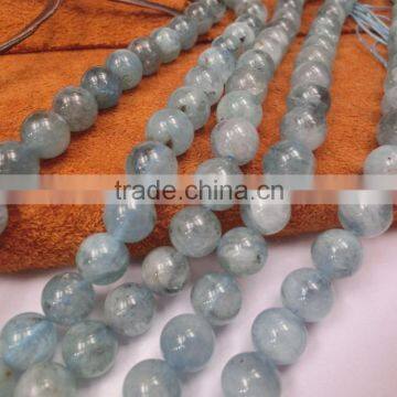 Wholesale Price Natural Gemstone Polished Aquamarine Beads Round beads