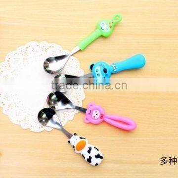 C082 Cartoon Plastic Handle Baby Stainless Steel Spoon photo-5