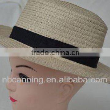 fedora hat with black band/high quality straw fedora hat hot selling