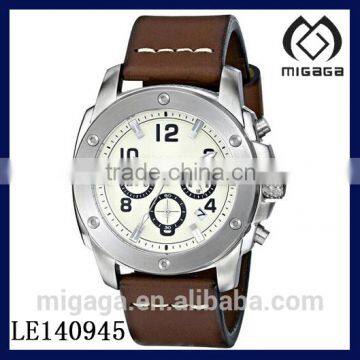 Fashion Men's Analog Display Quartz Brown Band Watch Chronograph