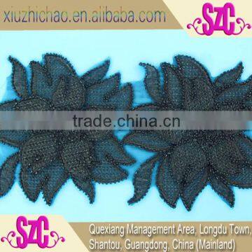 indian black cord organza applique embroidery beaded lace motifs