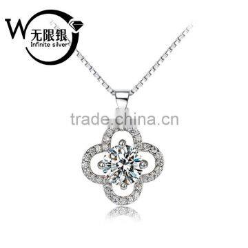 European Style Fashion 925sterling Silver Crytal Flower Design Pendant Jewellery