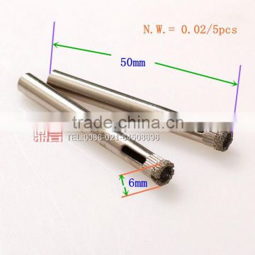 6mm electroplating diamond core drill bits for glass