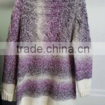 high neck dip dye canle kniting Pullover, sweater