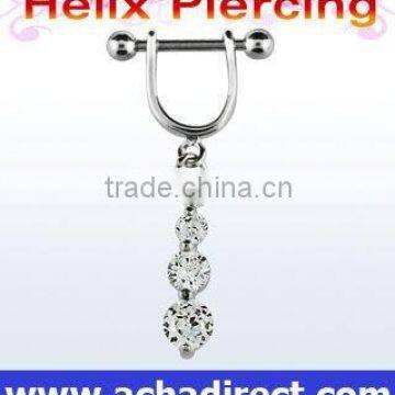 Ear helix piercing jewelry round CZ