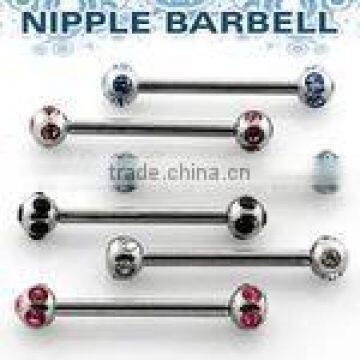 steel nipple barbell with multiple crystals