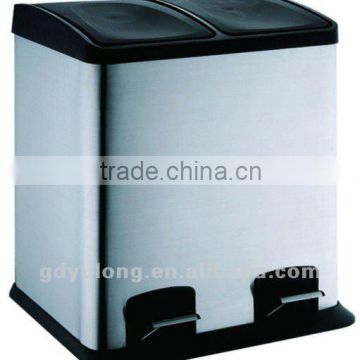 2 Compartment pedal stainless steel dustbin