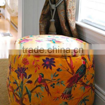 velvet bird of paradise poufs