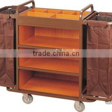 Housekeeping Cart/metal service trolly with canvas/room service cart/maid cart/linen cart/guest room service cart