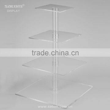 Customize Square 4 Tiers Display Rack / Perspex Cupcake Stand