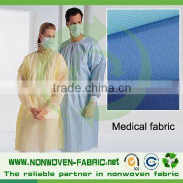 SMS nonwoven fabric for medical sugical cover, face mask and curtain use 100% PP raw material