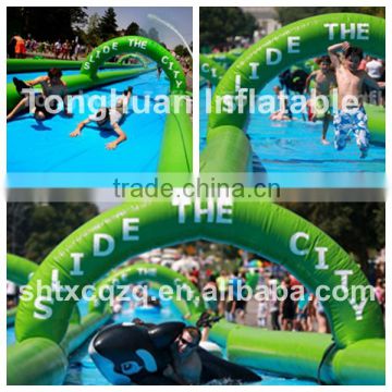 1000 feet slide, inflatable slip n slide , inflatable slide the city