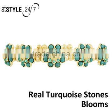 Simple Fashion lovely alloy turquoise flower bracelet Elastic cord rope chain bracelet