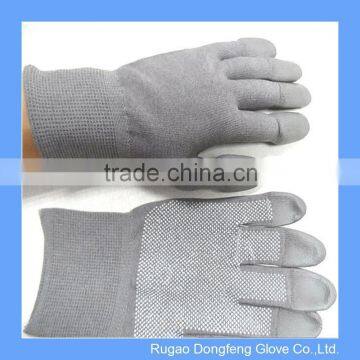 Firm Grip Dotted Palm Nylon Protection Full Fingers PU Fingertip Fit Gloves