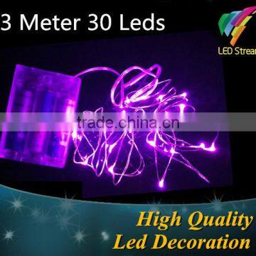 3AA Battery Operated 30leds Purple string holiday lights