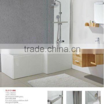 Chinese hot acrylic solid surface white bathroom L shape shower baths