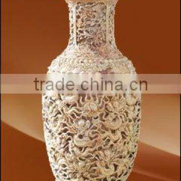 Garden split pot planter flower marble hand carved sculpture for home garden