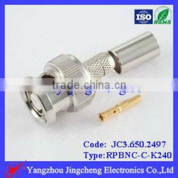 Reverse Polarity BNC male body with female pin crimp for LMR240 cable