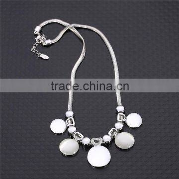 Elegant Real White Gold Plated Semiround Simulated Pearl and Opal Real Snake Chain Necklace & Pendant for Women Girls Jewelry photo-6