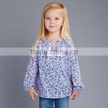 DK0089 dave bella 2015 autumn floral girls boutique outfits children's clothes girls T-shirt child cotton blouse