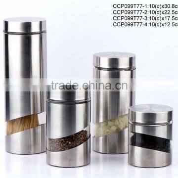 CCP099T72 round glass jar with stainless steel casing