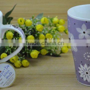 11OZ purple flower design full decal print coffee cups, shiny surface new bone china mug, KL5110-Y24