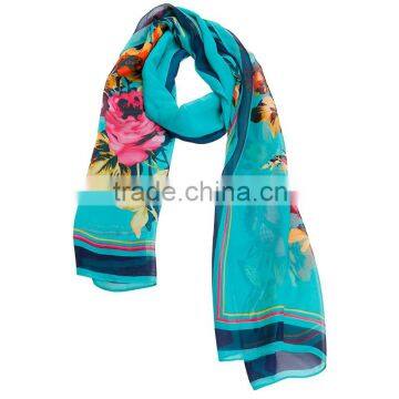 2015 Fashionable Flower Chiffon Scarf In Stock Whole Sale Hot Sale photo-3
