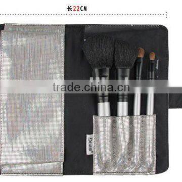 professional wholesale makeup brush sets 4 pieces with PU bag , goat hair , pony hair .