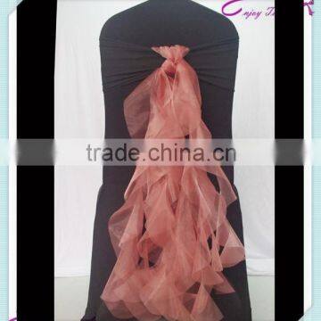 YHS#511 organza curly polyester banquet wedding wholesale chair cover sash bow