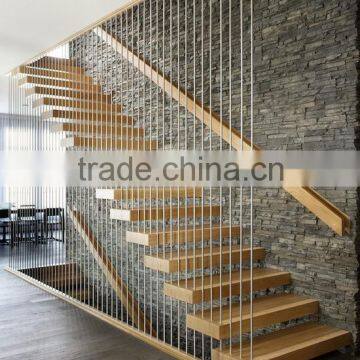 contemporary floating staircase with wood tread invisible stringer straight stairs                        
                                                Quality Choice