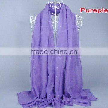 Top Popular Pure Color Diamond Women Scarf Voile Scarves 180*90 Pashmina Muslim photo-6