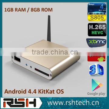 Amlogic S805 quad core 1GB/8GB H.265 hevc streaming TV box Android 4.4 pre-install XBMC HDMI iptv 3D blue-ray media player