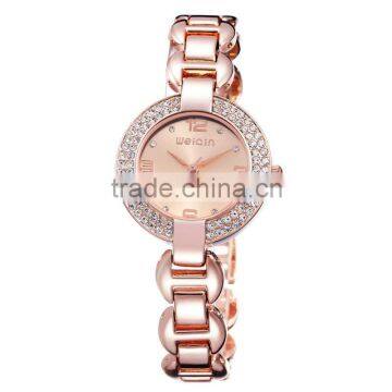 2014 fashion diamond alloy Rose gold latest wrist watches for girls