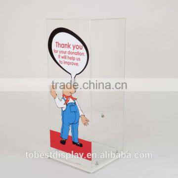 large print clear acrylic donation box,charity collection box,acrylic suggestion box